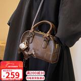 YUYULA牛皮包包女包斜挎包洋气保龄球包单肩手提生日新年礼物送女生女友