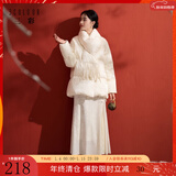 三彩【月影霜华】2025冬季新款冰花丝绒半身裙A字裙高腰长裙C 米白色 M 160/68A