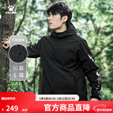 卡尔美（KELME）影鲨风衣梭织衣外套男冬季防风防水连帽加绒夹克运动冲锋 玛瑙黑 L