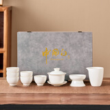 常生源羊脂玉白瓷功夫茶具整套家用盖碗公道杯茶杯泡茶套装 鑫新雅