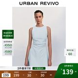 UR2025春季新款女摩登气质褶皱收腰显瘦无袖连衣裙UYY750030 淡蓝 M