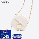 viney牛皮包包女包小众斜挎手机包单肩小圆包生日圣诞礼物送女生女友