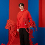 耐克NIKE男连帽卫衣 新年限定 加绒保暖帽衫HV8206-657红XL