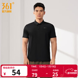 361°运动翻领t恤2026年春夏季新款休闲透气短袖情侣POLO衫开学季 【男款】超级黑 XL