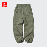 优衣库童装男童女童工装束脚裤长裤休闲户外防蚊轻薄裤子476760 56 橄榄色 160