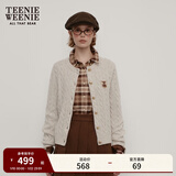 Teenie Weenie小熊女装毛衣秋舒适学院风绵羊毛绞花针织开衫软外套 燕麦色 XS