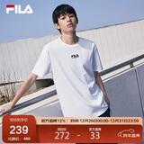 FILA斐乐官方短袖T恤男2025年夏季时尚纯棉圆领透气男士运动t恤针织衫