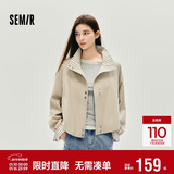 森马（Semir）外套女秋季花苞拼接格子宽松立领2025风文艺通勤夹克10A525108004