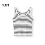 森马（Semir）背心女夏短款U领凉感紧身无袖撞色内搭气质叠穿上衣101325102001