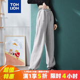 唐狮春夏季新款女休闲裤显瘦高腰抽绳束脚运动裤子女 加绒款/浅麻灰 S