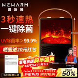 WeWarm【UV除菌99.9%】壁炉取暖器家用暖风机仿真炭火电暖器室内外大面积速热冷暖风机轻音节能1908NUV