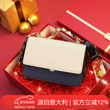 L＇ALPINA袋鼠包包女包牛皮斜挎包女撞色手提包个性丝巾链条包百搭单肩包女