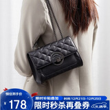 红蜻蜓包包女包牛皮斜挎单肩包菱格方包送女友圣诞节新年生日礼物