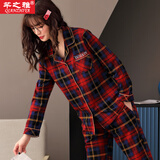 芊之雅（QIANZHIYA）秋季睡衣女士长袖格子家居服纯棉宽松加大码中年秋天居家服套装冬 BYC-2162# L 女/165（参考100-120斤）