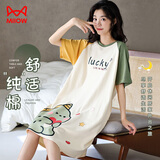 猫人睡衣女100%纯棉亲肤柔软连体睡裙家居服休闲宽松女士睡衣 卡通动画款 L