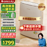 格力（GREE）【轻音干衣除湿】除湿机抽湿机家用20升/天低噪除潮除霉干衣机单间≤40㎡智能控湿24H定时DH20EF