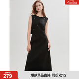 ELLE黑色钉钻高级感连衣裙女2025夏季新款无袖圆领气质优雅背心裙 黑色 M