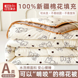 红豆25款A类新疆棉花夏被空调被夏凉被子水洗棉絮学生家用被芯可机洗 绅士熊【100%新疆棉 假一罚十】 110*150cm【儿童夏被】越洗越软