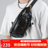 Jordan男女乔丹 金属Logo基础款 斜跨胸包腰包HA5507-013黑色 均码