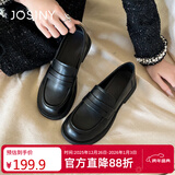 卓诗尼经典气质乐福鞋平底中跟套脚女鞋春夏时尚百搭女单鞋 黑色 38