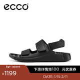 爱步（ECCO）凉鞋男 复古男士运动凉鞋夏天勃肯沙滩休闲鞋男皮凉鞋 科摩500944 黑色50094401001 39