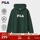 FILA 斐乐情侣款男女连帽卫衣2025冬季新款休闲宽松加绒保暖长袖上衣 【加绒款】旷野绿-GN M 170/92A/M