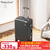 CaptainTony行李箱女pc铝框拉杆箱男可上飞机旅行箱包登机箱万向轮密码箱皮箱 尊贵黑-经典款 20英寸 -国际标准登机箱