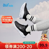 361°童鞋 儿童运动鞋25冬季男女童3-14岁皮革校园跑鞋 黑38