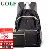 高尔夫（GOLF）可折叠双肩包防泼水男女大容量14英寸学生电脑书包便携户外背包男 黑色