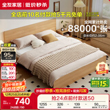 全友家居 现代简约主卧室木板床1.5x2米北欧原木色双人板式床政府补贴