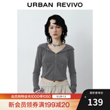 UR2026春季新款女时尚连帽爱心蝴蝶结拉链修身外套UYB150001 深灰 XS