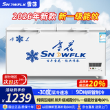 雪花冰柜冷冻柜商用大容量全冷冻冷藏卧式小冰柜家用雪糕柜全冷冻家用双温双室两用冷柜雪柜 【598单温】数显款|一级能效|铜管制冷