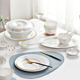 红牡丹 景德镇餐具套装欧式镶金碗碟套装家用陶瓷盘子碗筷组合礼品瓷器 一季花开56头家庭版 礼盒包装