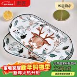 肃匠陶瓷餐具简约盘子碗套装纯白釉下彩餐具套装釉下彩碗碟套装微波炉 鹿12英寸鱼盘2只 2头