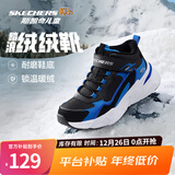 Skechers斯凯奇儿童秋冬休闲男女童二棉鞋轻质加绒保暖靴405222L/302583L 男童/黑色/宝蓝色/BKRY 31