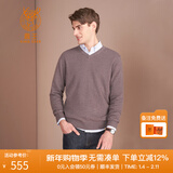 鹿王【全羊绒】羊绒衫男士V领简约商务纯山羊绒打底衫轻薄纯色毛衣 紫咖色（升级款） M 170/88A