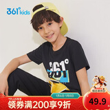 361°童装儿童短袖2025夏季男童短袖t恤男大童夏季短袖上衣 黑 140