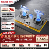 林内（Rinnai）燃气灶家用嵌入式天燃气灶台嵌两用5.2kW双眼猛火爆炒定时灶具 不锈钢2E08MTX