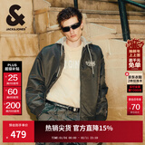 杰克·琼斯（JACK&JONES）25年秋冬男装棉衣飞行夹克男保暖宽松潮流连帽短款棉服外套男士 黑橄榄E06 L 180