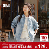 森马（Semir）森柔|牛仔衬衫女春中长款oversize落肩长袖衣服衬衣103125105002