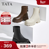 他她（TATA）明星同款软糖靴厚底弹力靴加绒瘦瘦靴女短靴冬CFK01DZ4 黑色 40