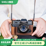 摄侣富士xt5保护套xs20相机包xt30二代三代xt50皮套x100vi保护套xh2s底座xe5相机套xt20皮壳牛皮配件 XT30三代/二代/XT30咖啡色真皮保护套+肩带