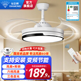 钻石牌（DIAMOND）吊扇灯隐形风扇灯变频led餐厅吊灯客厅中式灯饰餐厅灯遥控灯具WY 【变频】42寸遥控一级能效-侧白