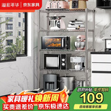 溢彩年华厨房置物架落地书架多层储物铁架子收纳杂物架微波炉架花架172S