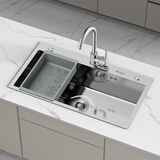 科固（KEGOO）厨房水槽洗菜盆大单槽带龙头淘菜洗碗池台中下不锈钢一体盆 K8037