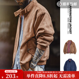 马登工装美式复古麂皮绒哈灵顿G9夹克男宽松立领vintage男士外套秋季 黄棕色 【简约休闲男装/美拉德穿搭】 2XL 【请勿与浅色衣物混洗】