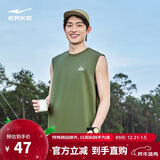 鸿星尔克无袖T恤男夏季新品圆领运动篮球背心宽松落肩简约休闲男士上衣