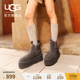 UGG秋季女士休闲舒适纯色厚底雪地靴烟囱时尚切尔西短靴 1134526 GREY | 灰色 36
