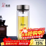 希诺（heenoor）抗菌玻璃杯双层防烫办公车载水杯男高档泡茶杯子XN-9607K 410mL