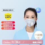 绿驰5只活性炭防尘飞沫口罩pm2.5呼吸阀含熔喷布5层防护口罩97%过滤